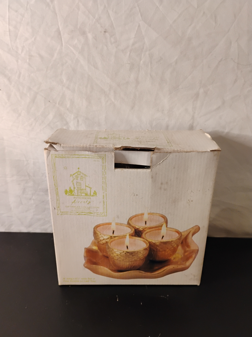 Interior Accents Ceramic Leaf/Candle Set